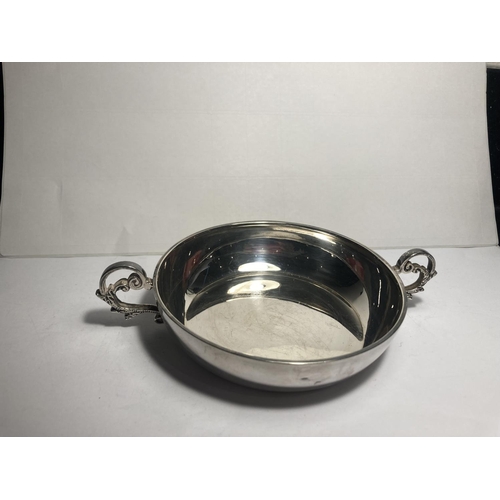 93 - A HALLMARKED SHEFFIELD SILVER TWIN HANDLED DISH GROSS WEIGHT 104.5 GRAMS