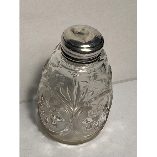 95 - TWO CUT GLASS BOTTLES WITH HALLMARKED SILVER TOPS ONE BIRMINGHAM AND ONE INDISTINCT