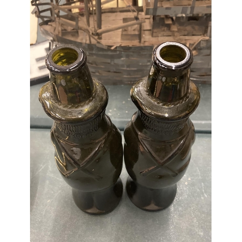 113 - A PAIR OF VINTAGE GERMAN BEER BOTTLES IN THE SHAPE OF TYROLIAN MEN