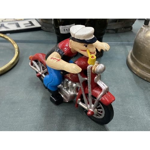 114 - A HEAVY CAST POPEYE ON BIKE