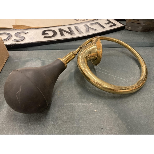 118 - A VINTAGE BRASS CAR HORN