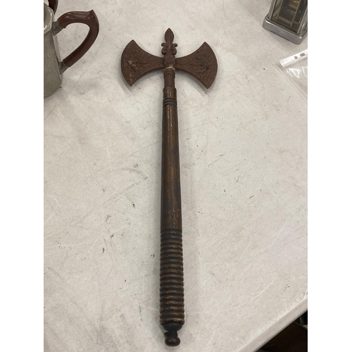 138 - A VINTAGE DOUBLE HEADED GRYPHON AXE