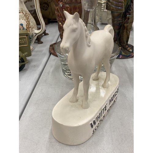 156 - A VINTAGE KELSBORO WARE CERAMIC WHITE HORSE WHISKY ADVERTISING FIGURE