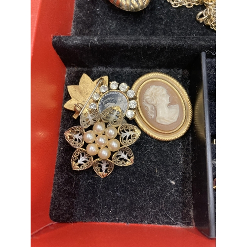 163 - A BOX OF ASSORTED COSTUME JEWELLERY