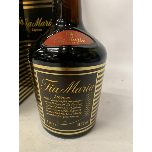 607 - TWO BOXED 1L BOTTLES - TIA MARIA LIQUEUR