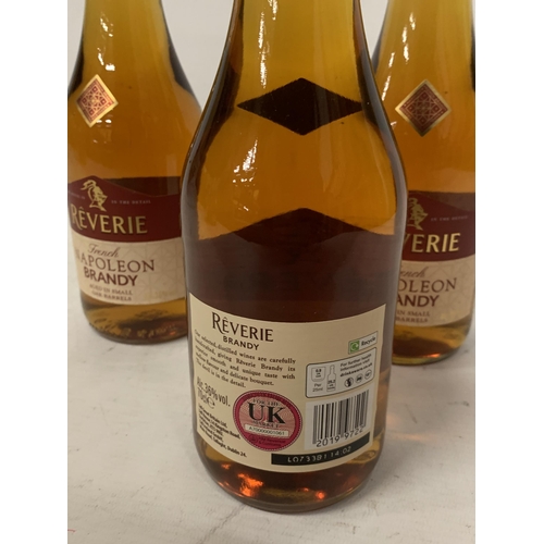 665 - THREE 70CL BOTTLES - REVERIE FRENCH NAPOLEON BRANDY