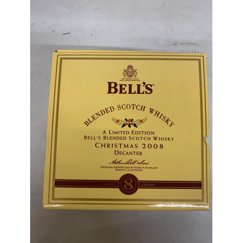 689 - A BOXED 70CL BOTTLE - BELLS LIMITED EDITION CHRISTMAS 2008 BLENDED SCOTCH WHISKY DECANTER