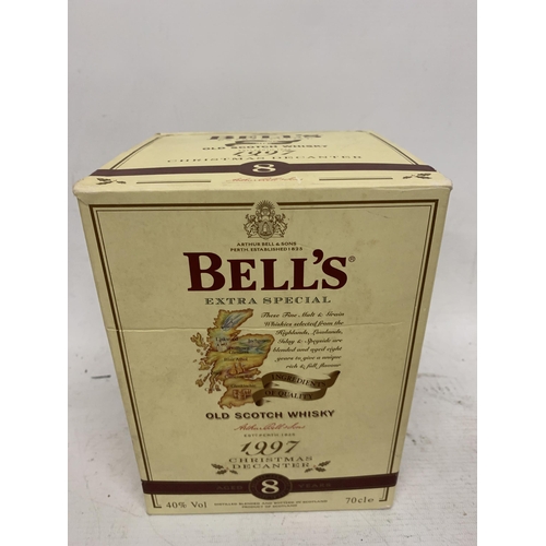 691 - A BOXED 70CL BOTTLE - BELLS LIMITED EDITION CHRISTMAS 1997 OLD SCOTCH WHISKY DECANTER