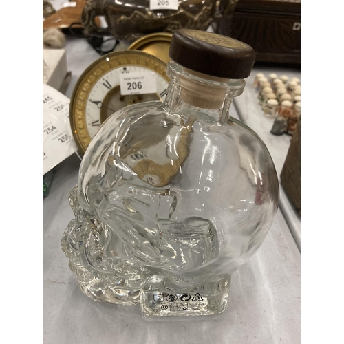 207 - A CRYSTAL HEAD DOUBLE THICKNESS GLASS SKULL, HEIGHT 17CM