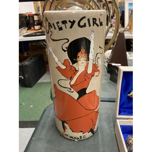 232 - A TUBULAR CERAMIC GAIETY GIRL VASE FROM PRINCE OF WALES THEATRE, 12