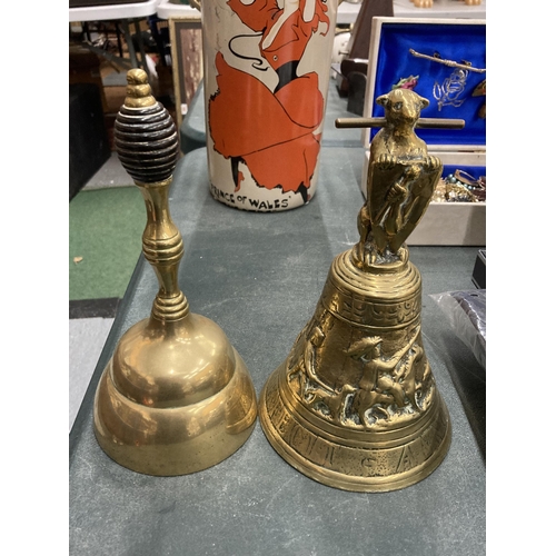 234 - TWO VINTAGE BRASS BELLS TO INCLUDE GRIFFON EXAMPLE