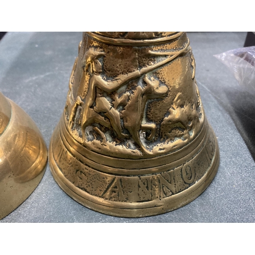 234 - TWO VINTAGE BRASS BELLS TO INCLUDE GRIFFON EXAMPLE