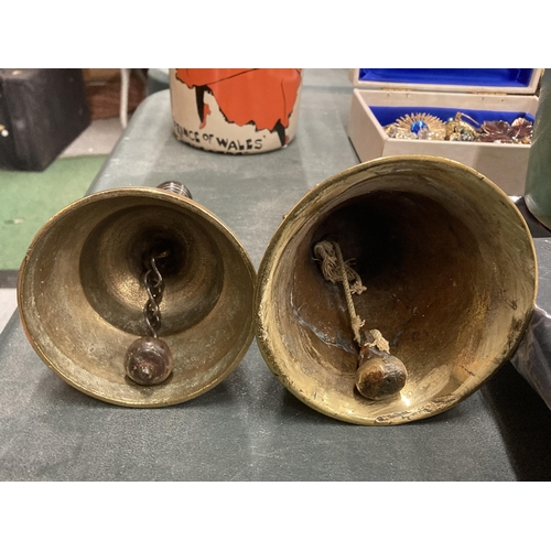 234 - TWO VINTAGE BRASS BELLS TO INCLUDE GRIFFON EXAMPLE