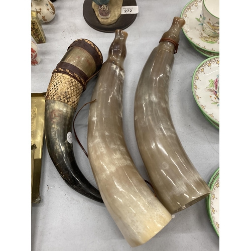 273 - THREE VINTAGE SCANDAVIAN HORNS