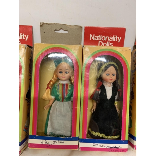 412 - EIGHT NATIONALITY DOLLS WITH SLEEPING EYES TO INCLUDE FRANCE, ITALY, POLAND, ETC.,