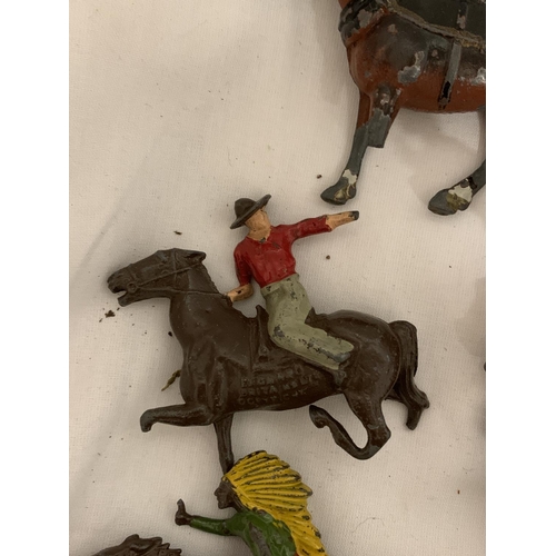 431 - A COLLECTION OF LEAD 'COWBOYS AND INDIAN' FIGURES - MOST A/F