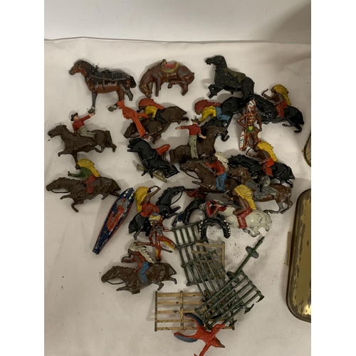 431 - A COLLECTION OF LEAD 'COWBOYS AND INDIAN' FIGURES - MOST A/F