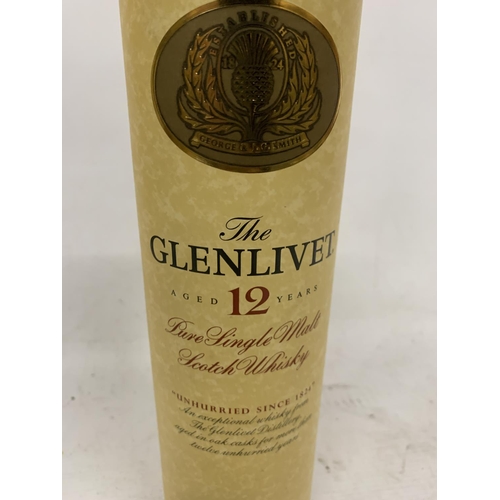 529 - A 70CL BOTTLE OF THE GLENLIVET 12 YEAR OLD PURE SINGLE MALT SCOTCH WHISKY IN A PRESENTATION TUBE