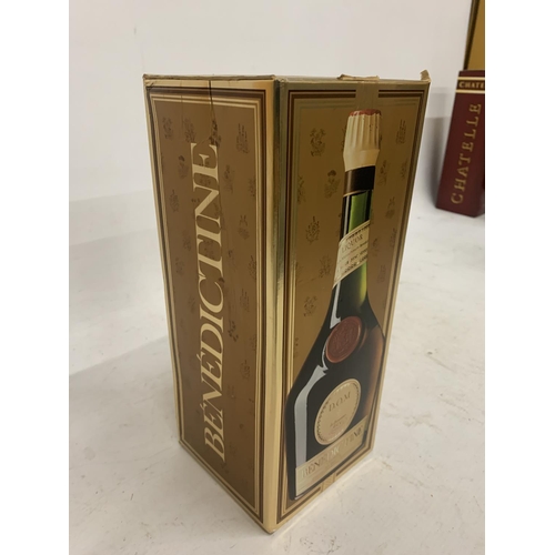 530 - A 1 LITRE BOTTLE OF BENEDICTINE - BOXED