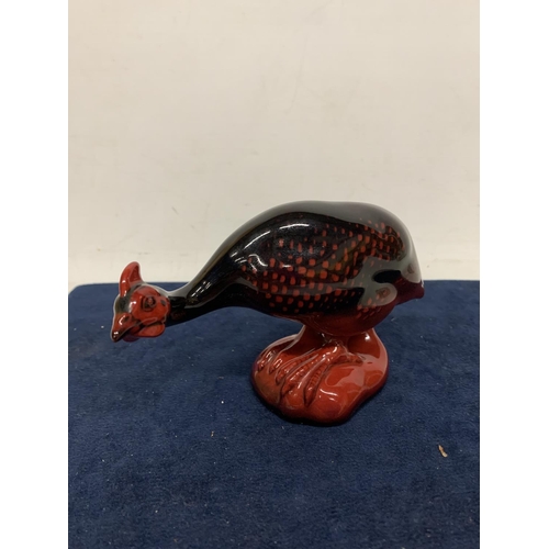 967 - A RARE ROYAL DOULTON FLAMBE NO.69 GUINEA FOWL FIGURE