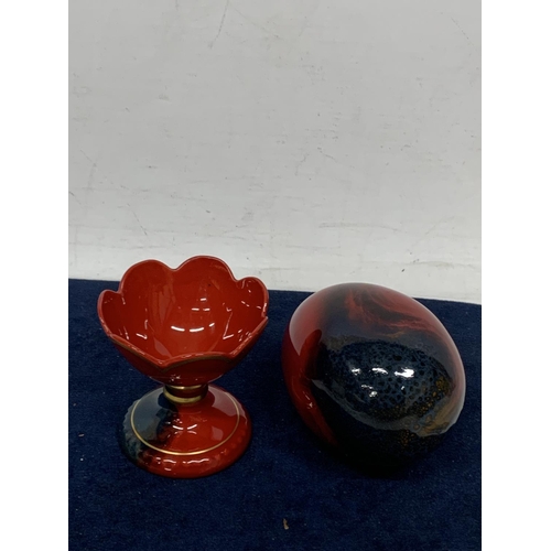 968 - A ROYAL DOULTON LIMITED EDITION FLAMBE VEINED EGG AND STAND NO. 2264