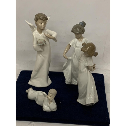 979 - FOUR NAO FIGURINES TO INCLUDE TWO ANGELS AND TWO GIRLS