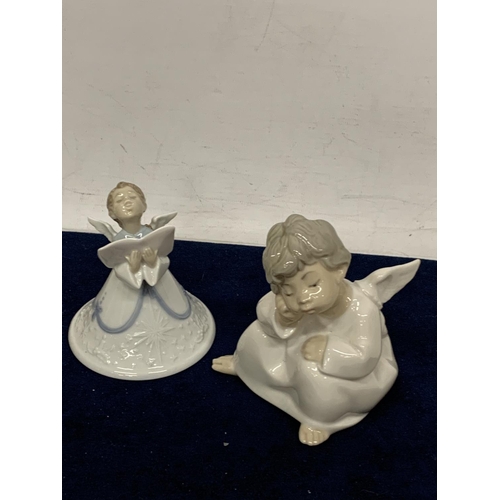 980 - THREE LLADRO FIGURES TO INCLUDE AN ANGEL BELL, THREE ANGLES AND A SINGLE ANGEL