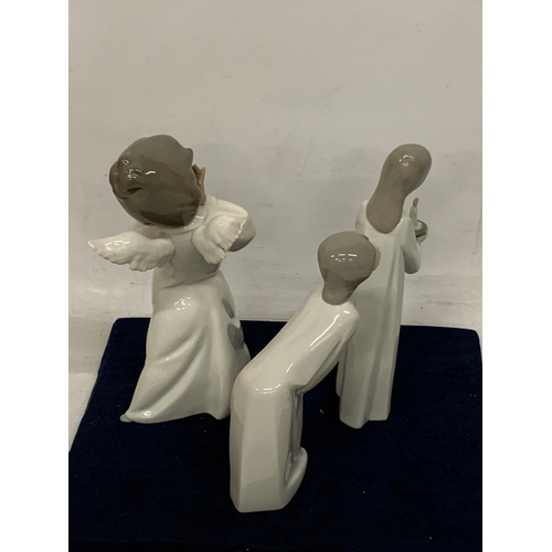 981 - THREE LLADRO FIGURES TO INCLUDE AN ANGEL AND TWO GIRLS