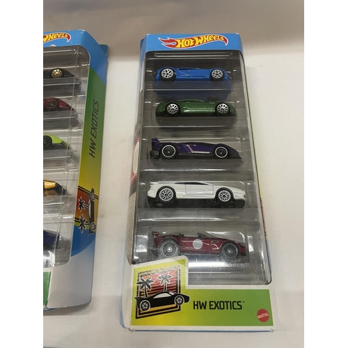 461 - TWO BOXED HOT WHEELS, EXOTICS, 5 PACKS PLUS A BOXED AUDI CAR