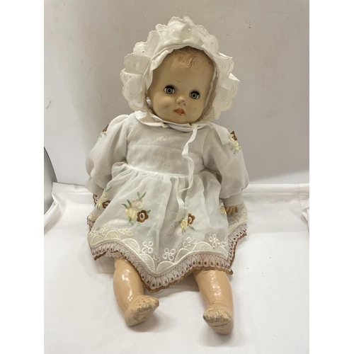 485 - A LARGE VINTAGE DOLL WITH SLEEPY EYES