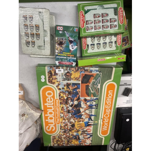 486 - A VINTAGE SUBBUTEO WORLD CUP EDITION FOOTBALL GAME NO. 60240, 4 FOOTBALL TEAMS - 2 MISSING GOALIES, ... 