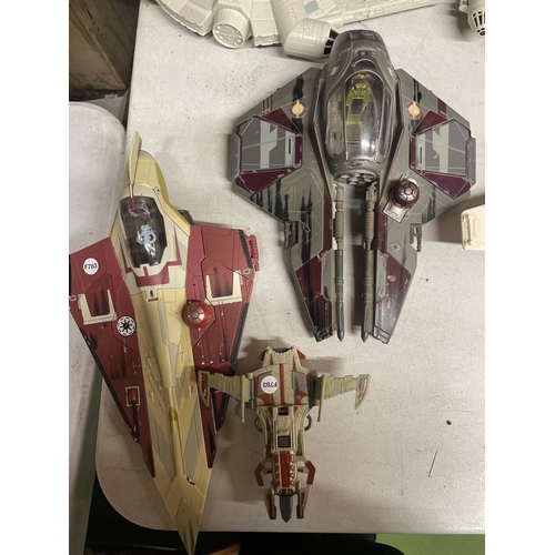 492 - TWO STAR WARS OBI-WAN'S JEDI SHIPS PLUS ONE OTHER - 3 IN TOTAL