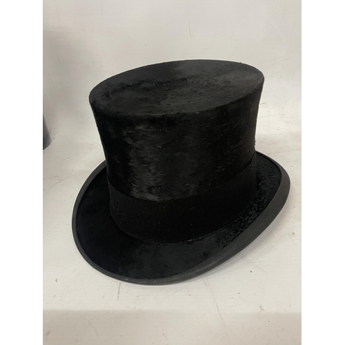 54 - A VINTAGE BATTERSBY & CO, LONDON SILK TOP HAT IN ORIGINAL LEATHER BOX