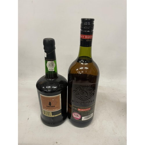 552A - TWO BOTTLES - 75CL SANDEMAN PORT AND 1L BARDINET VSOP