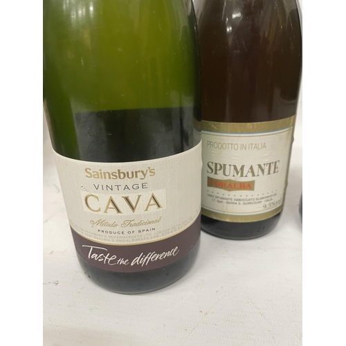 558A - FOUR MIXED BOTTLES - VEUVE OLIVIER BLANC DE BLANCS, SPUMANTE, MARTINI ASTI AND CAVA