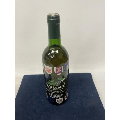 697 - 1 X 75CL BOTTLE - 1991 RUGBY WORLD CUP BOREDAUX WINE