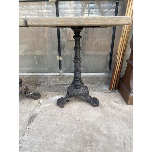 1520 - A SQUARE PUB TABLE WITH CAST IRON BASE