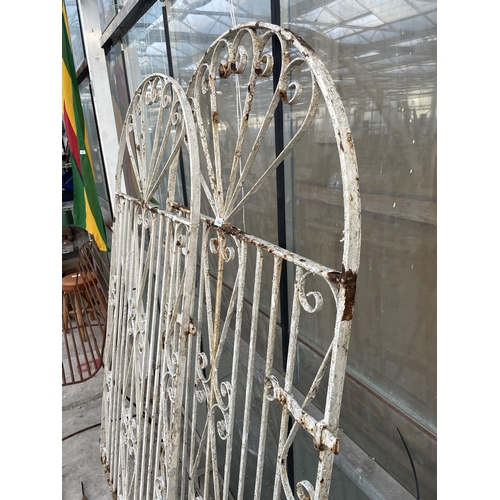 1534 - A PAIR OF DECORATIVE METAL GARDEN GATES (W:92CM H:186CM EACH GATE)