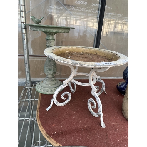 1566 - TWO VINTAGE METAL BIRD BATHS