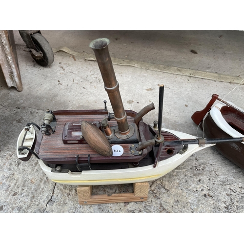 1602 - TWO VINTAGE WOODEN MODEL BOATS