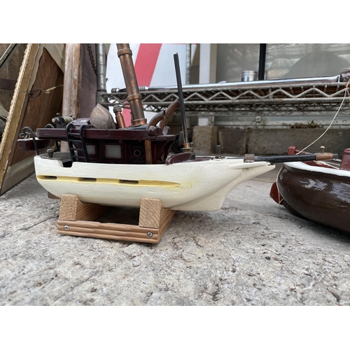 1602 - TWO VINTAGE WOODEN MODEL BOATS