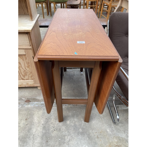 A RETRO TEAK MEREDEW GATELEG DINING TABLE WITH CANTED