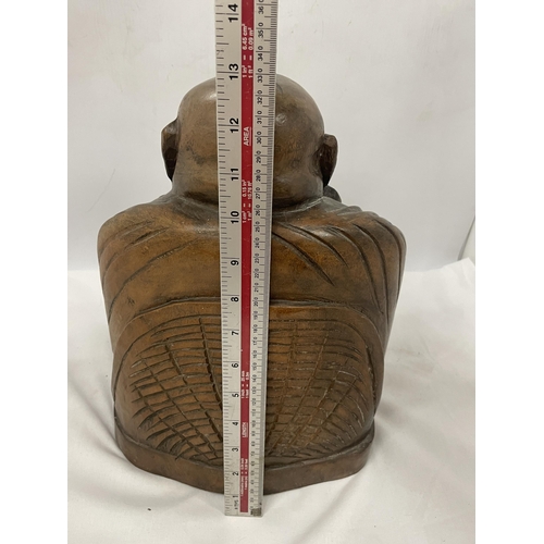 16 - A LARGE CARVED WOODEN BUDDHA FIGURE 13
