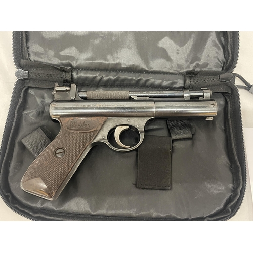 17 - A WEBLEY SENIOR .22 AIR PISTOL WITH CASE