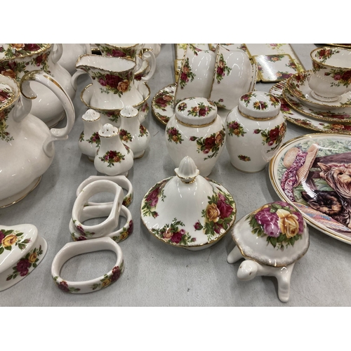 282 - A LARGE QUANTITY OF ROYAL ALERT TO INCLUDE THREE LARGE OLD COUNTRY ROSES TEAPOTS, CENTENNIAL ROSE CO... 