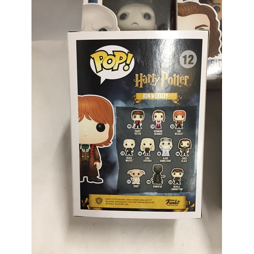 312 - A COLLECTION OF FIVE 'POP' FIGURES TO INCLUDE FOUR HARRY POTTER AND ONE DISNEY - ALL AS NEW IN BOXES