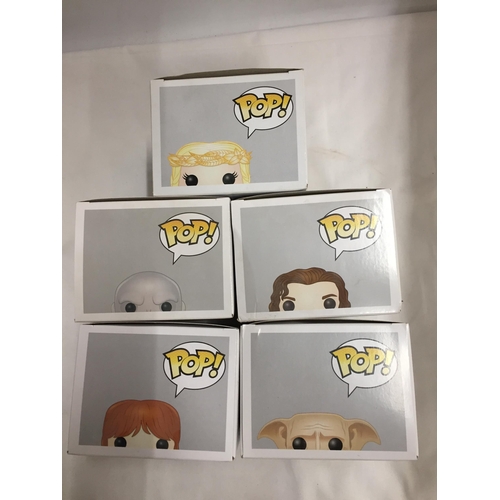 312 - A COLLECTION OF FIVE 'POP' FIGURES TO INCLUDE FOUR HARRY POTTER AND ONE DISNEY - ALL AS NEW IN BOXES