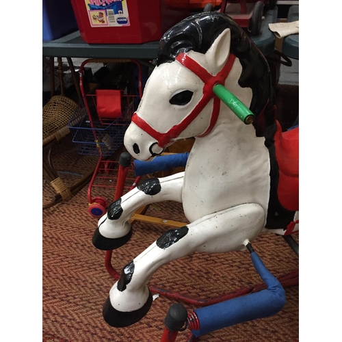 313 - A VINTAGE METAL SPRING ROCKING HORSE