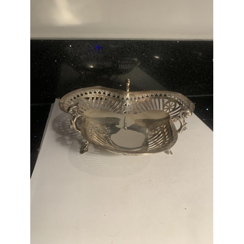 62 - A HALLMARKED SHEFFIELD THREE FOOTED DISH GROSS WEIGHT 150.3 GRAMS