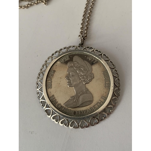 849 - A SILVER JUBILEE COIN NECKLACE